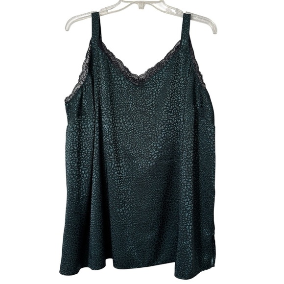 Lane Bryant Satin Cami 🐾 Size 18 | Animal Print Tank w/ Lace Trim - Picture 2 of 7